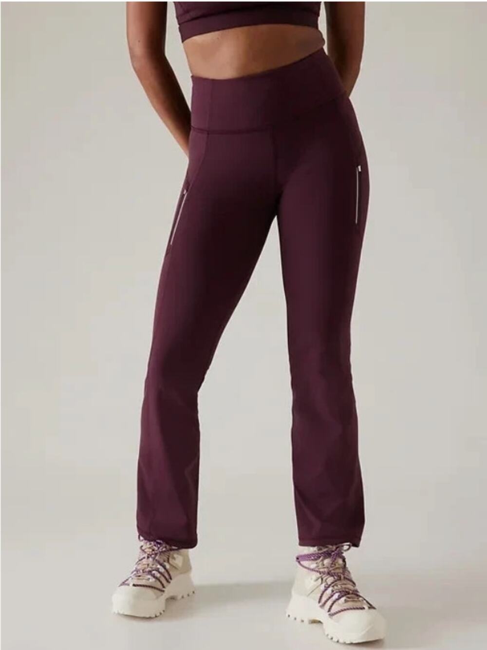 Athleta Maroon Fleece Lined Rainier Bootcut Pants Size Large